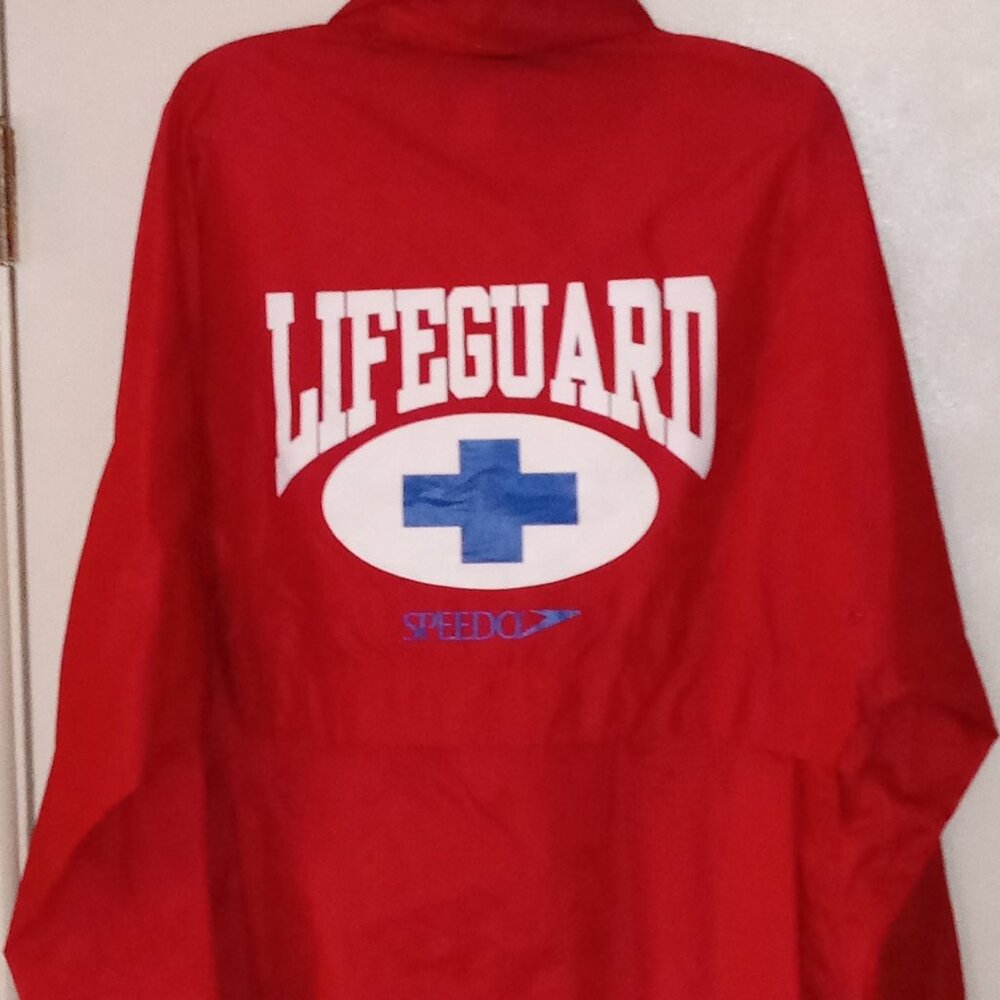 Speedo Red Nylon Life gaurd L Jacket